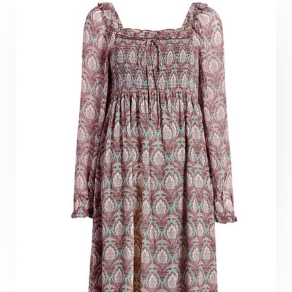 Hill House The Scarlett Long Sleeve Nap Dress - Sage Pinecone - Picture 2 of 3